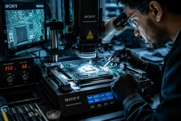 عیب‌یابی پیشرفته و تعمیر تخصصی برد اصلی (Mainboard) و پاور سری Sony Bravia